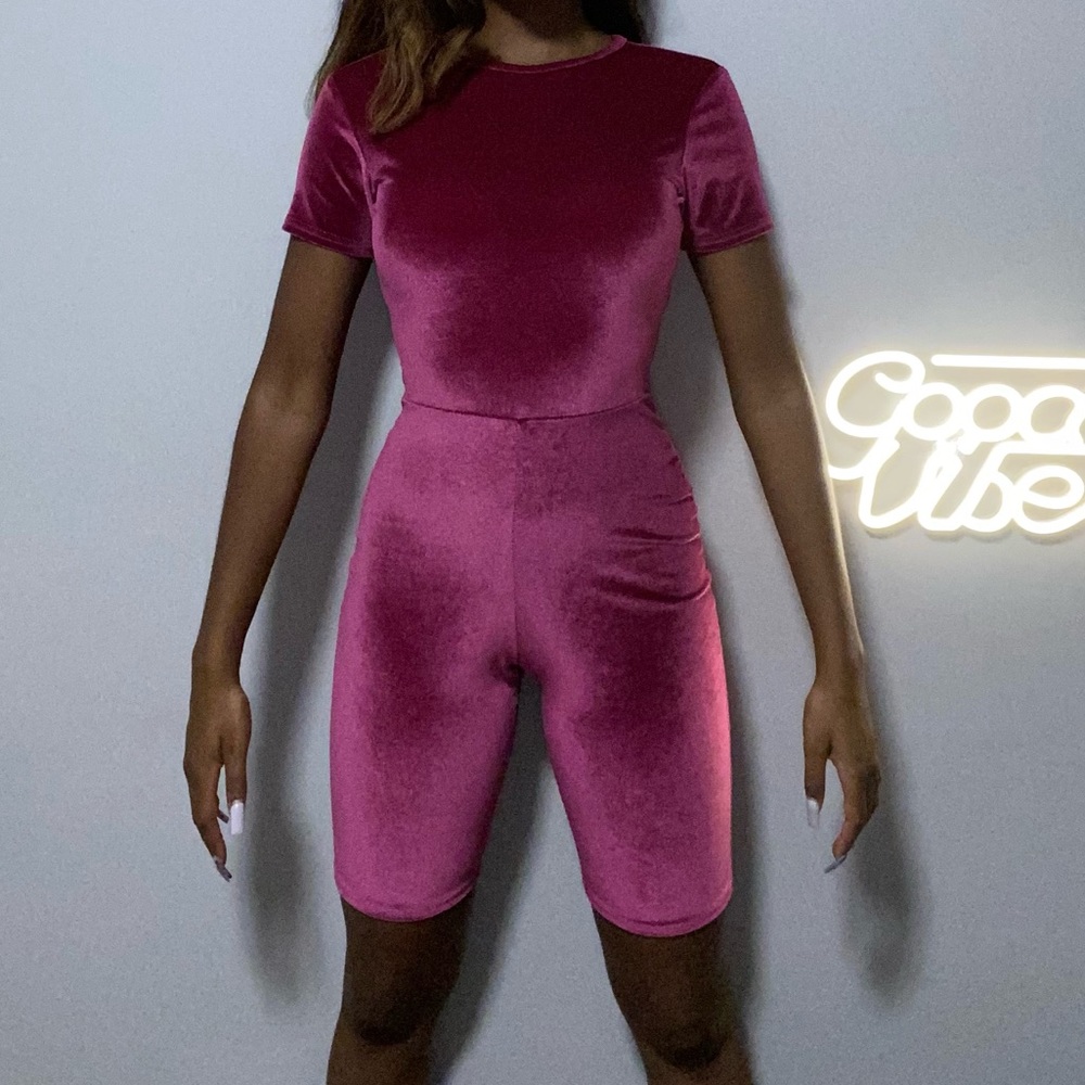 Pink Velvet Playsuit